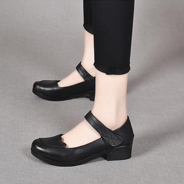 Fashion GKTINOO Spring Autumn Shoes Woman 2025 Genuine Leather Women Pumps Lady Leather Round Toe Platform Shallow Mouth Shoe