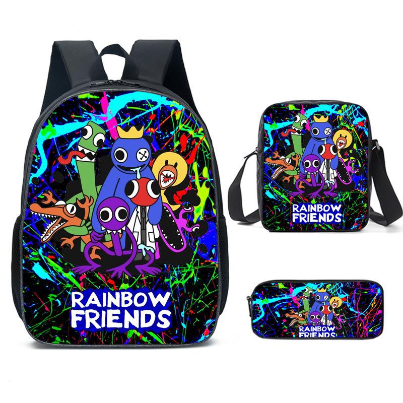 Regenbogenfreund Schulranzen Regenbogen Freund Dreiteiliges Set Grundschulkinder Cartoon Rucksack Umhängetasche