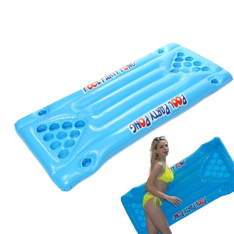 PVC Aufblasbarer Pool Spieltisch Schwimmkörper Spaß Poolparty Spieltisch Aufblasbarer Pool Pong Tisch Poolspiele Matratze 150x58x10cm