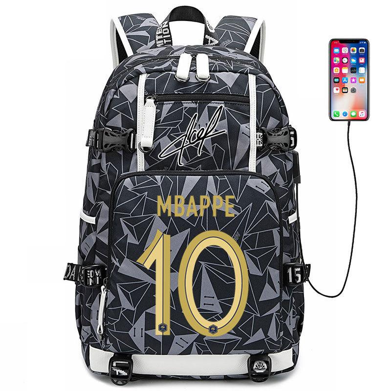Large Capacity Football Backpack Mbappe School Bag Neymar Signature Backpack