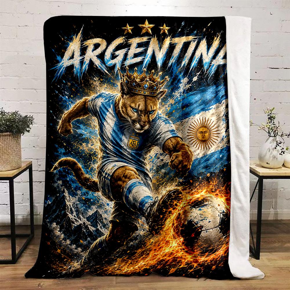 Argentinian Puma Soccer Design Flannel Blanket for bedroom, living room, sofa, and nap sofas