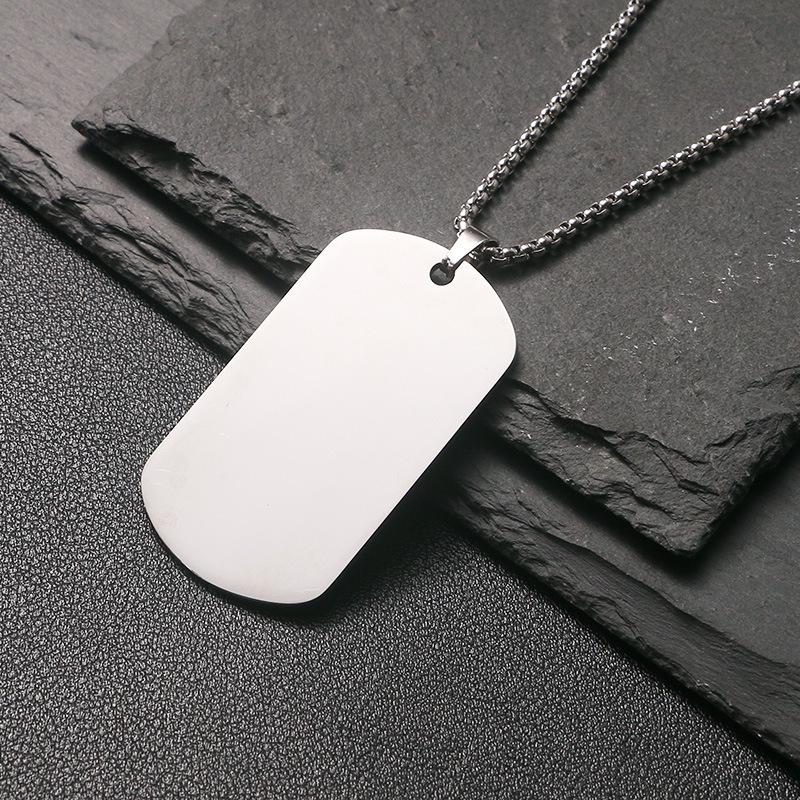 Men's Engravable Stainless Steel Dog Tag Necklace in Street Style