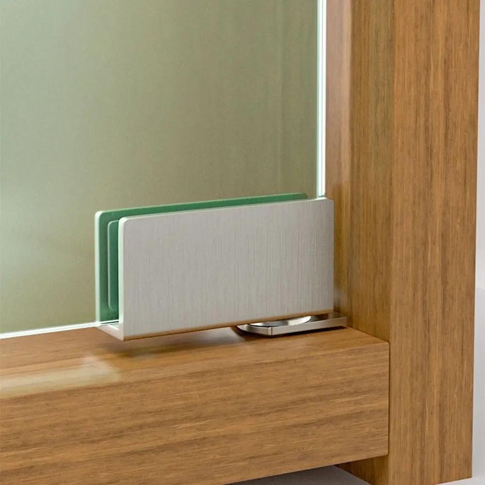 2Pcs Non-perforated Glass Door Hinge Display Cabinet Glass Cabinet Hinge Side Mounted Stainless Steel Furniture Hardware