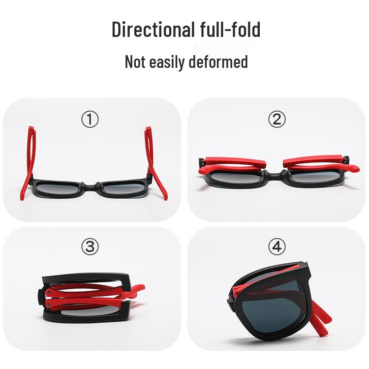 Silicone Polarized UV Protection Folding Square Sunglasses for Kids