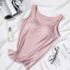 2023 Women's Vest Tops with Built In Bra Neck Vest Solid Color Padded Slim Fit Tank Tops Sexy Shirts Feminino Casual Tank Tops