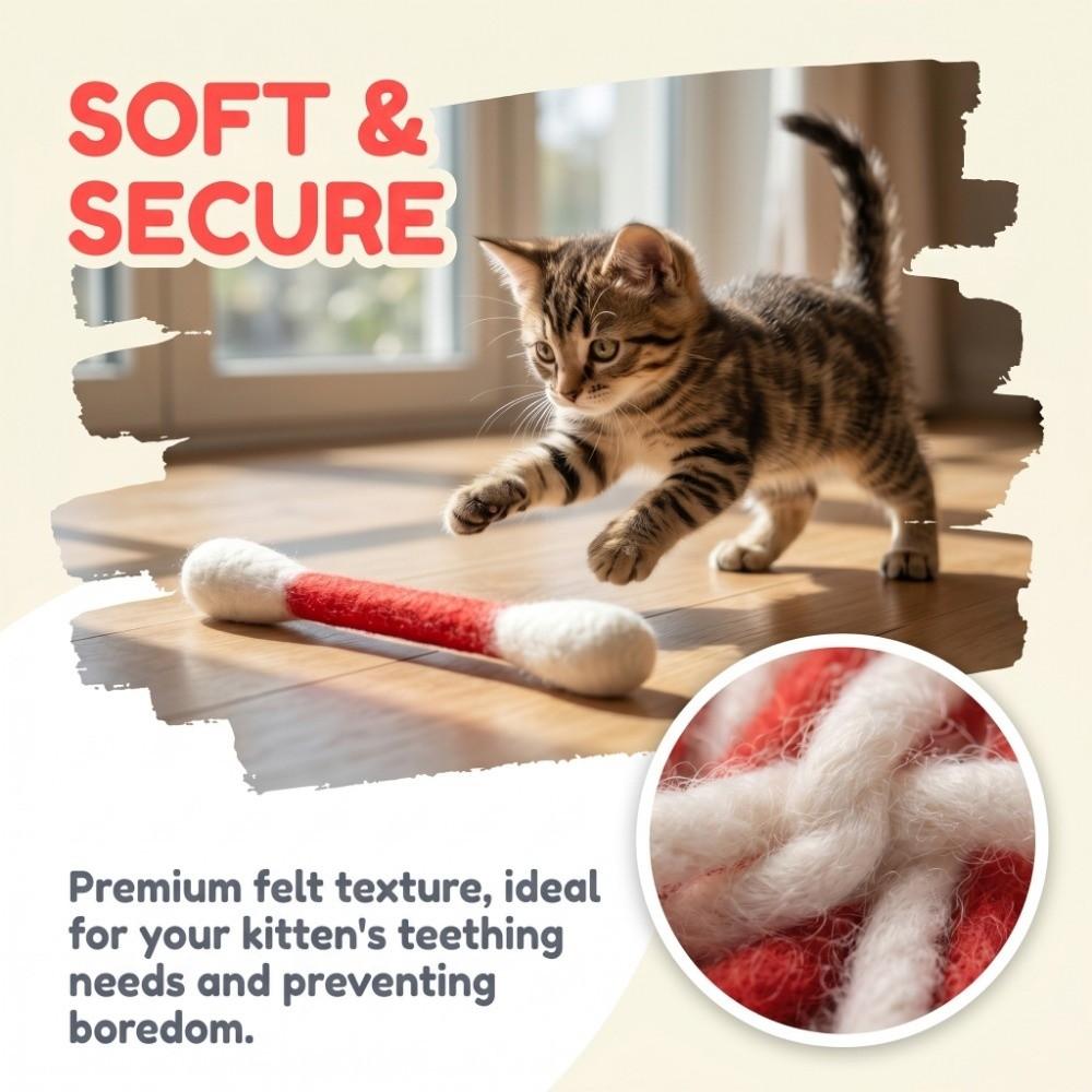 6Pcs Durable Cotton Swab Cat Toy Oversized Cat Accessories Kitten Chew Toy  Dental Cleaning