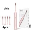 USB Rechargeable 6-speed Adjustable Electric Toothbrush Sonic Vibration Toothbrush Head Deep Clean Electric Toothbrush with 4 Brush Heads