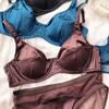Damen-BH-Set aus bequemer Eisseide, sexy Push-Up-BH mit kleiner Brust, abnehmbare Polsterung, dünne Körbchen, Büstenhalter, Dessous-Höschen-Set