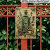2D flache Vintage-Metallwandkunst mit dekorativen Schildern und Aluminiumplaketten von Kräuterelixieren, die rustikale Pflanzendrucke mit Glasflaschen zeigen