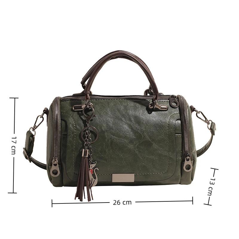 Tassel Decor Handbag Women Large Capacity Shoulder Bags Fashi Zipper Ladies Crossbody Bag With Removable Strap