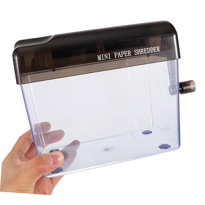 Aktenvernichter, manueller Aktenvernichter, Mini-Aktenvernichter, A6, handlicher, geräuschloser Aktenvernichter, leicht zu tragen und perfekt für den Einsatz im Büro/zu Hause/in der Schule (Schwarz)