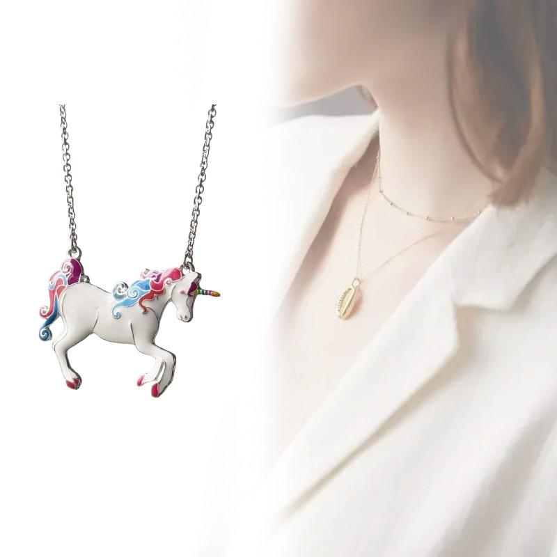 Animal Women Unicorn Themed Pendant Jewelry Oil Finish Fashion Decoration Gift