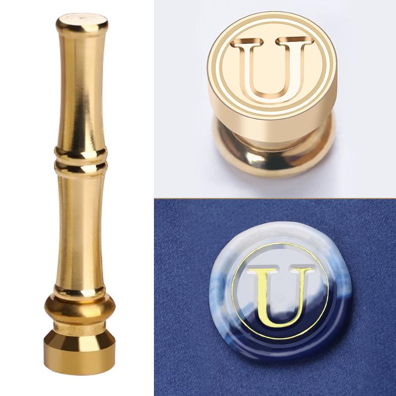 Mini Bamboo-Handled Stamp: 1.5cm Copper Head In Regular Script with Sealing Wax
