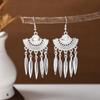 Ethnic Miao Silver Tassel Earrings - Retro Long Dangle Scenic Studs for Women