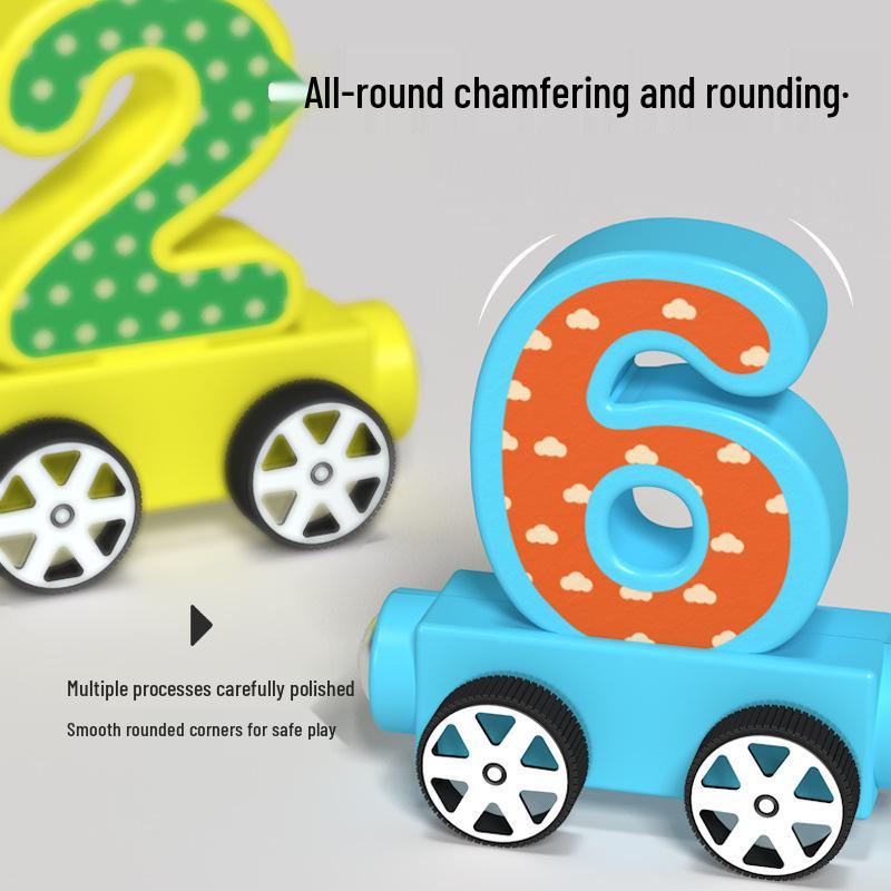 Wooden Magnetic Number Train: Educational Toy for Kindergarten & Early Learning