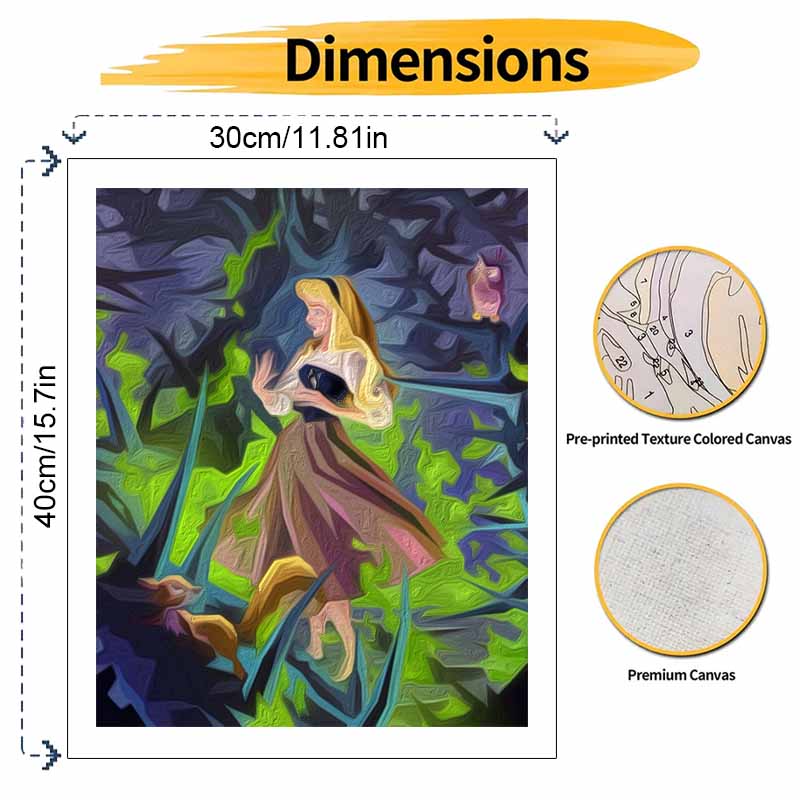 Disney Sleeping Beauty Aurora Forest Oil Paint By Numbers Hand Painting Kit. Home Decor Gift