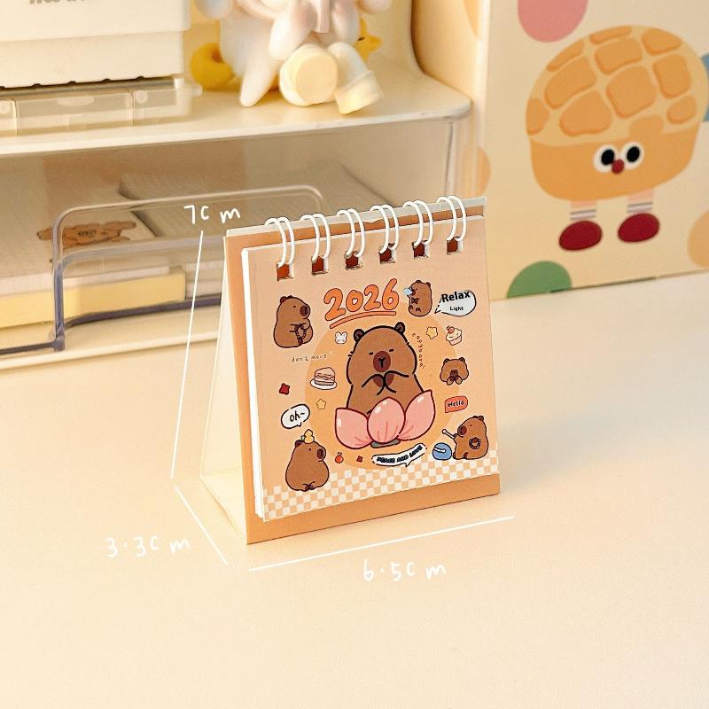 2026 Year Cartoon Capibara Desktop Mini Desk Calendar Planner Desktop Decoration Office Stationery