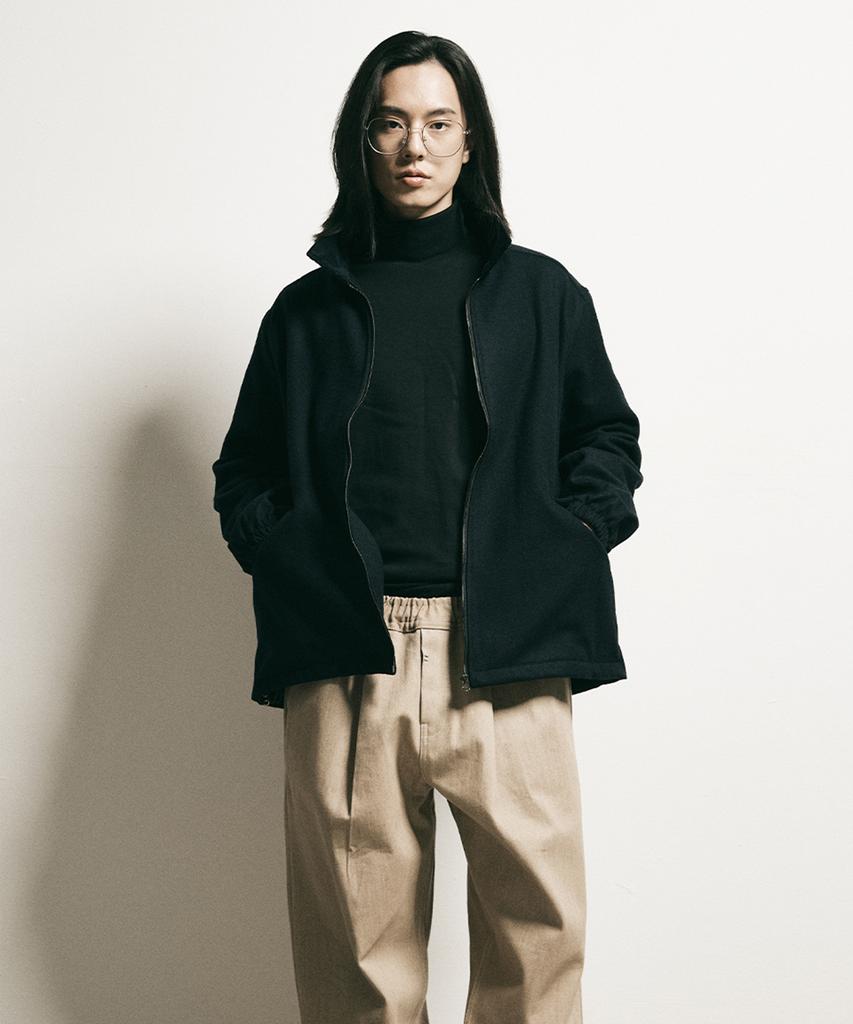 Ffeff Studio Wool Half Zip-Up Jacket (Navy)