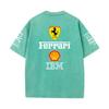 Vintage Washed Black Ferrari F1 Racing T Shirt Oversized Short Sleeve Tee Retro Motorsport Sponsor Logo Print Casual Streetwear Loose Top