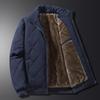 Padded-on Men's New Autumn and Winter Stand-up Collar Velvet Rhombus Plaid Warm and Cold Cotton-padded Jacket