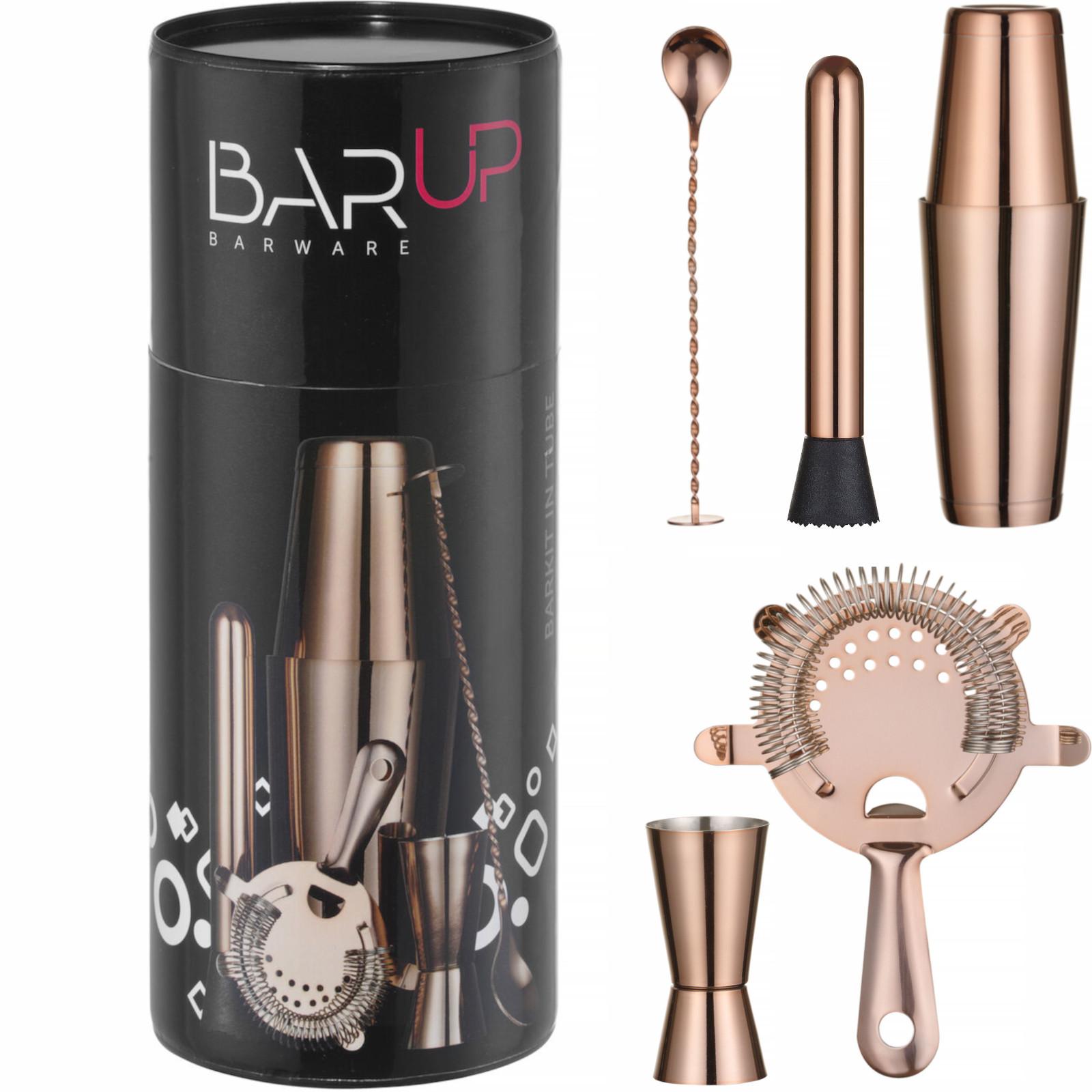 Set da barista in tubo, shaker, misurino, colino, pestello, cucchiaio di rame