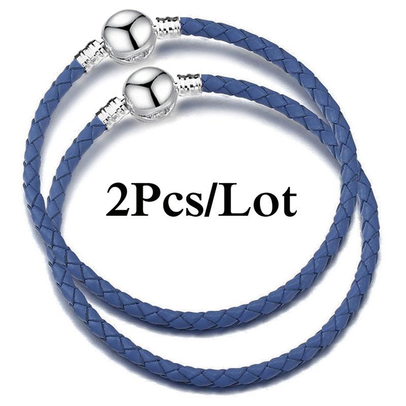 2 szt./partia Specjalna Oferta Skórzane Bransoletki Łańcuszkowe Pasują do Ręcznie Robionych Koralików Bransoletki z Charmsami Dla Par Pulsera Biżuteria Dla Kobiet Mężczyzn Hurtownia