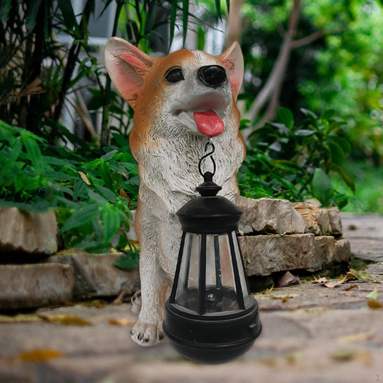 

Статуэтка из смолы, подвесной фонарь, дворовая лампа, солнечные фонари, статуя садовой собаки 19.5x15.5x31cm_Shiba Inu