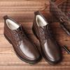 Mode Warme Echtes Leder Herrenstiefel Winter Große Größe38-48 Stiefeletten Herren Schnürschuhe Bequem Rutschfest Männlich Fell Schneestiefel H447