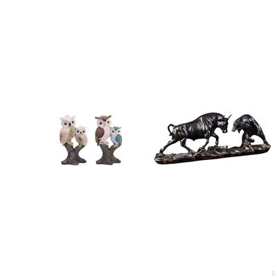 Bull Statue Figurine Realistic Animal Sculpture Modern Artwork Chinese Cow Cattle Desktop