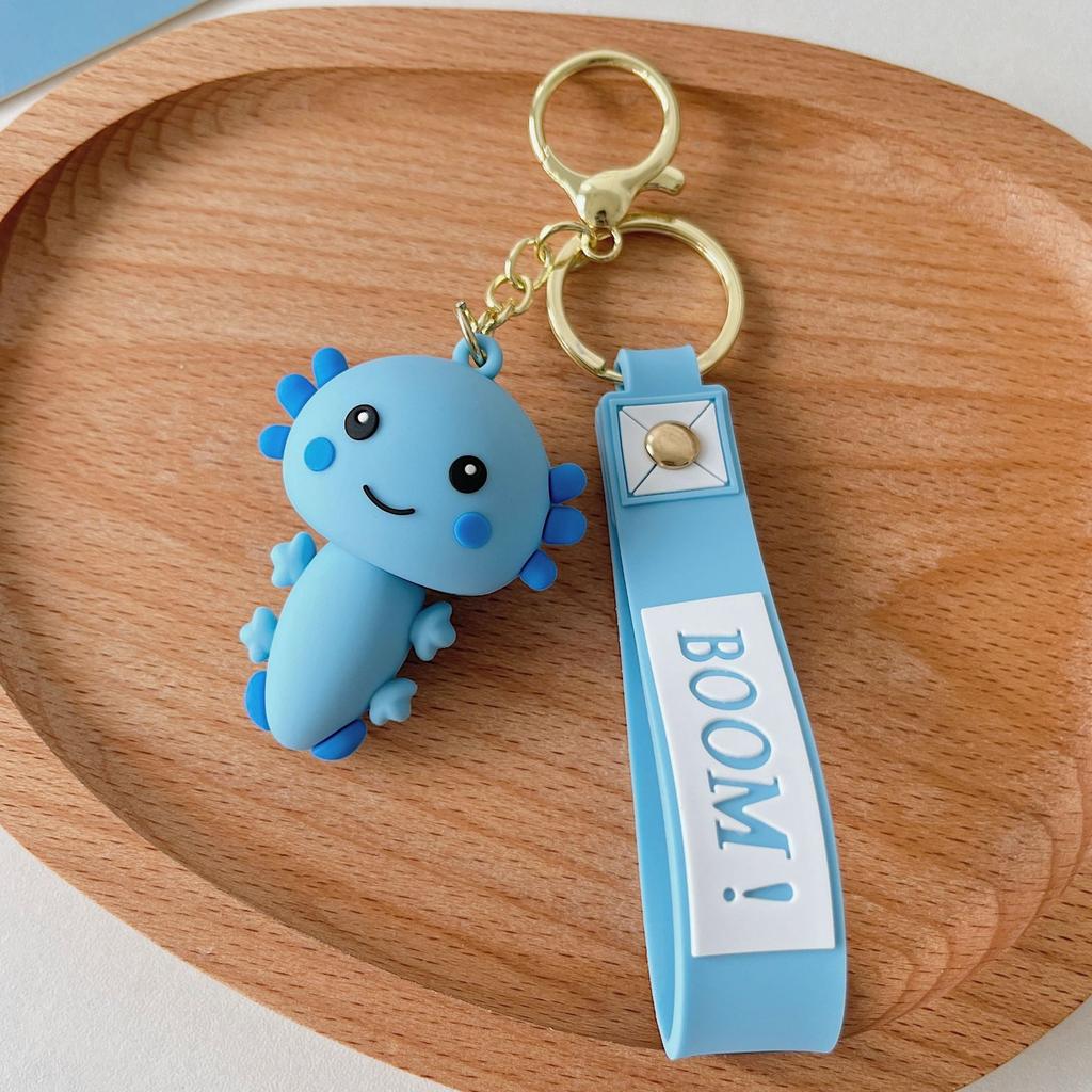 Kawaii Axolotl Keychain Animal Pendant Hexagonal Dinosaur Simulation Key Ring