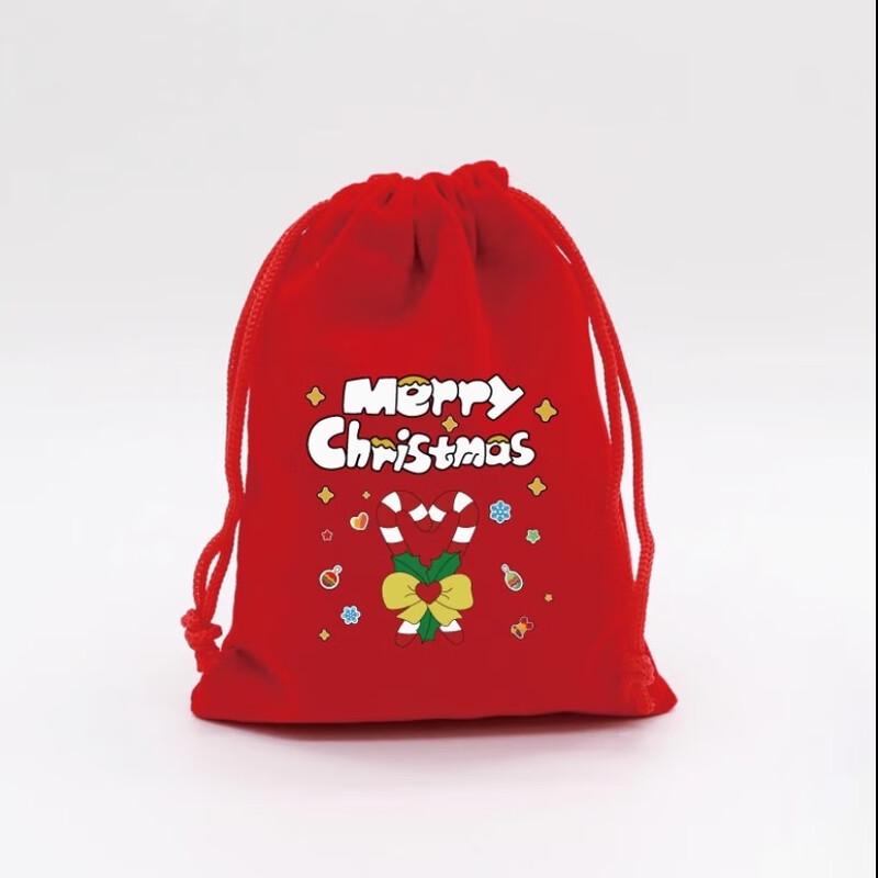 Red Velvet Christmas Drawstring Gift Bag
