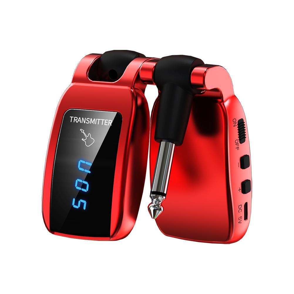 

Guitar Transmitter Receiver Set USB Rechargeable Pocket Guitar Amp Use Time Up To 8h for Guitar Bass Electric Instruments червоний
