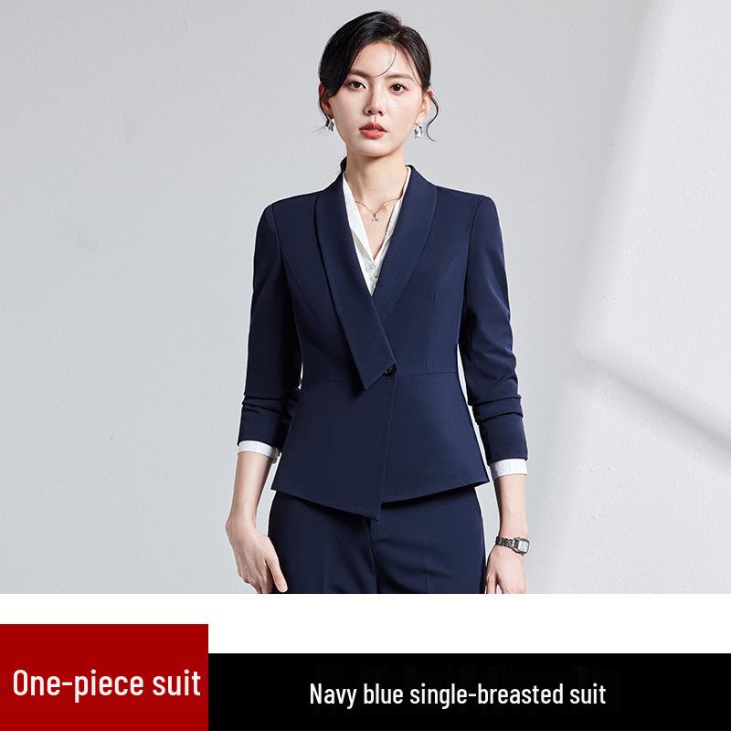 

Женский профессиональный осенне-зимний комплект блейзера - Одежда для приема менеджера отеля, Приталенный дизайн, стройнящий фигуру XXXXL