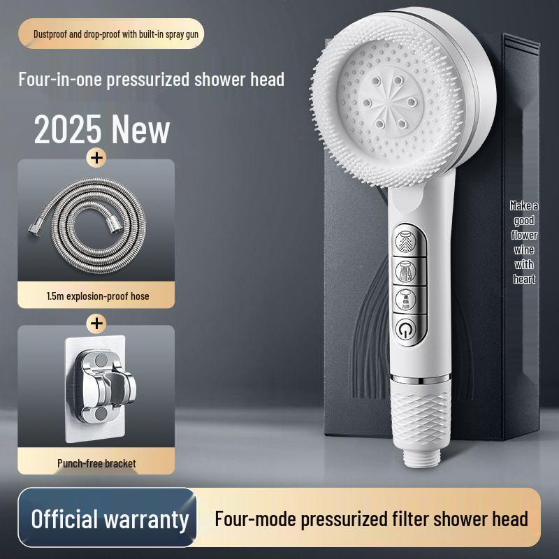 Cross-border Shower Head Set with Powerful Booster and Piano Button Filter