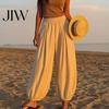 High Waisted Pants Women Wide Leg Barrel Pants, Casual Balloon Relaxed Fit Trousers, Solid Color Pleated Baggy Palazzo