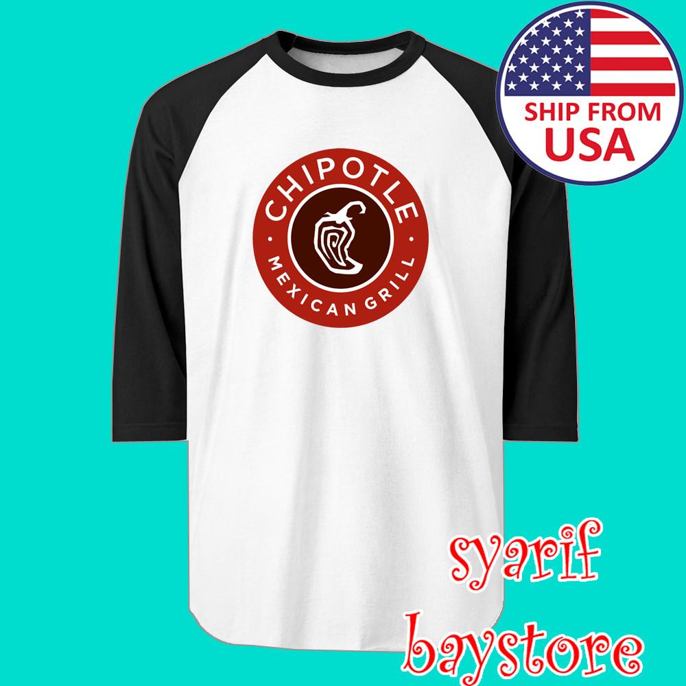 Chipotle Mexican Grill Men#039;s Raglan White Black Size S to 2XL Unisex T-Shirt S