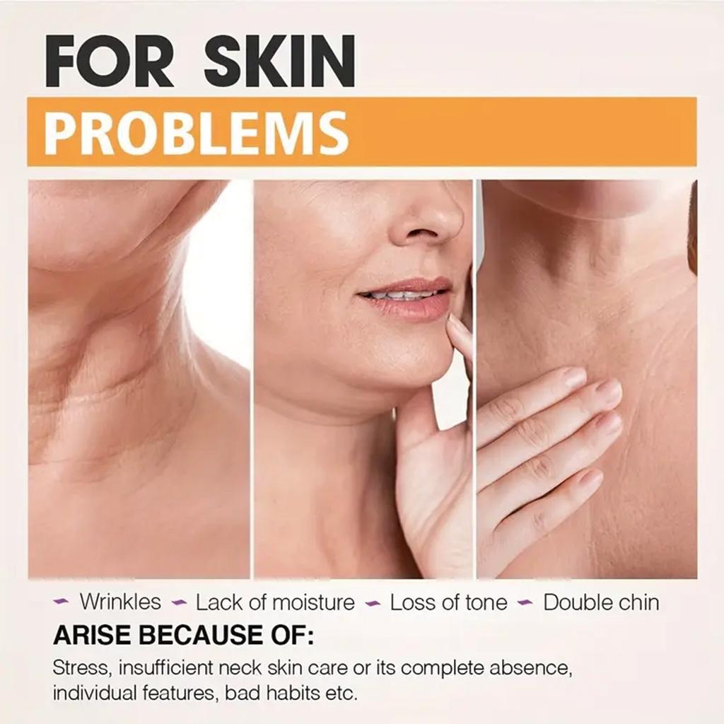 High-performance moisturizing neck cream repairs, soothes and hydrates and smooths the skin