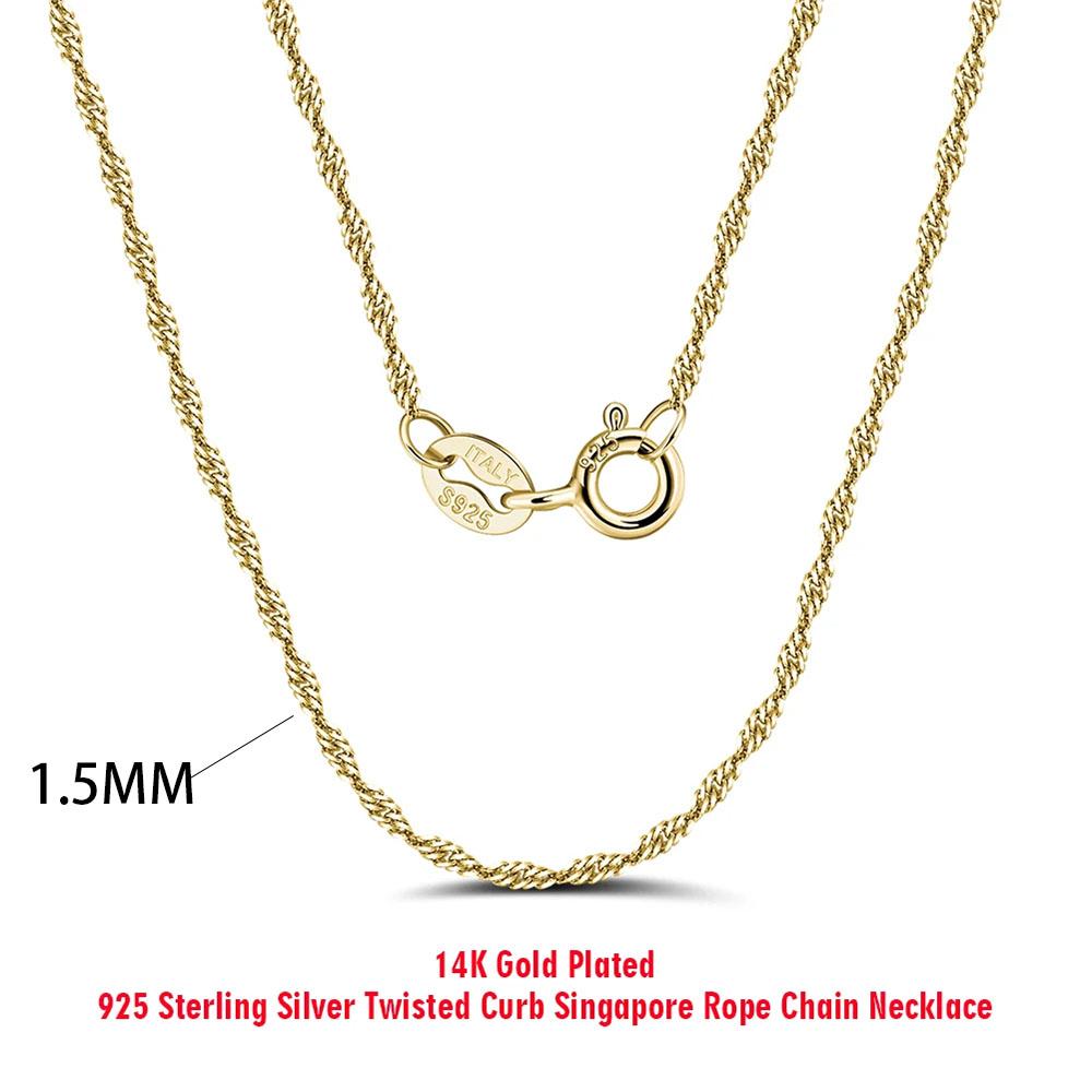 Effie Queen 100% 925 Silver Basic Chain Necklaces Box/Snake/Chopin/Figaro Beaded Chain 40-60cm Unisex DIY Casual Wear
