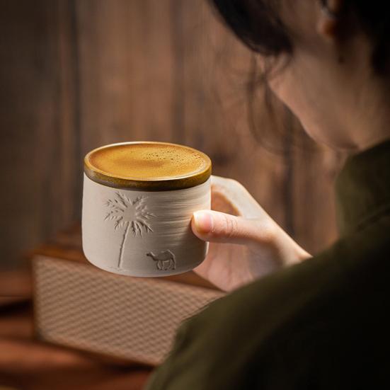 Midden-Oosterse Koffiemok Rustieke Keramische Mok met Artistiek Patroon Lekkagebestendig Ergonomische Greep Drinkbeker voor Hete Koffie En Hete Chocolade