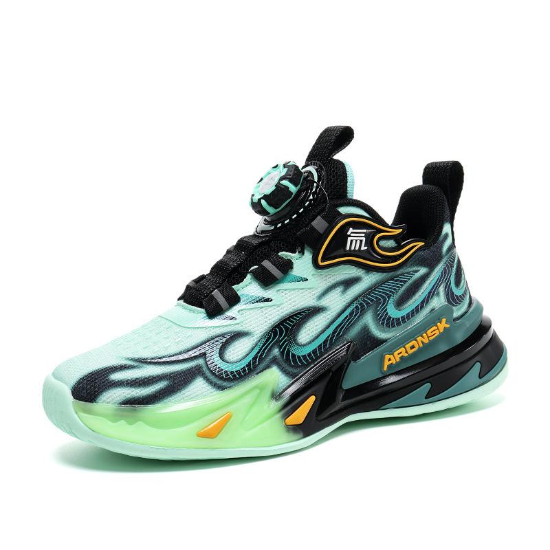 

Boys shoes autumn and winter 2025 new children s basketball shoes rotating buckle middle older boys soft-soled air cushion running shoes 42 зелёный