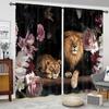 Rote Blume Wilder Tiger Leopard Fenster Vorhänge Jalousien Für Wohnzimmer Kinder Schlafzimmer Badezimmer Küche Büro Tür Heimdeko 2 Stück