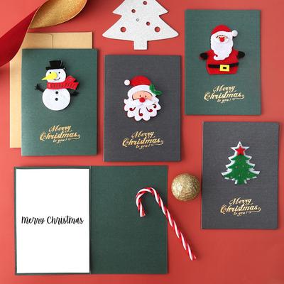 Weihnachtskarten Retro-Illustrationen Karte Perlmuttpapier 3D Filz Postkarte Szene Hintergrund Dekoriert Scrapbooking Material ZYF