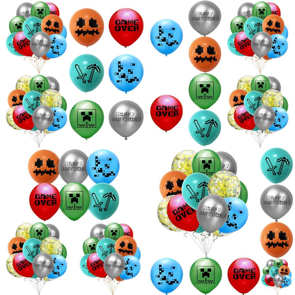 Zoll Minecraft Pixel Geburtstag Latexballon Partydekoration Für Kinder Spaßfeier**