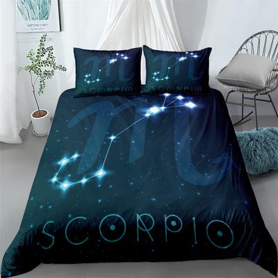 Scorpio Duvet Cover Set 12 Constellation Bedding Set Outer Space Galaxy Starry Sky Polyester Comforter Cover King Queen Size