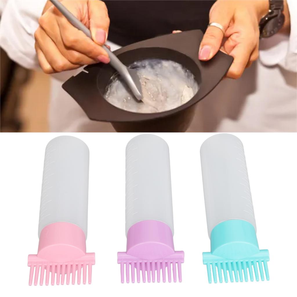 3pcs Root Comb Applicator Bottle for Hair Dye Graduated Scale Squeeze Hair Oil Applicator Brush 6 Oz