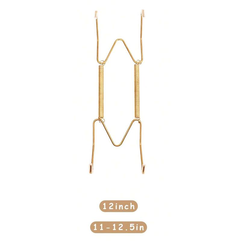 4/6/8/10/12 Inch Plate Dish Hangers Holder W-shaped Wall Display Decorative Invisible Spring Hanging Hook Golden