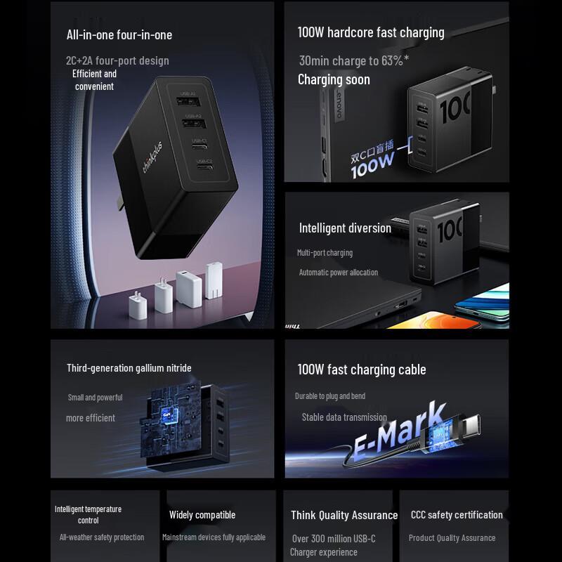 Lenovo ThinkPad thinkplus USB-C 100W Fast Charging Cable