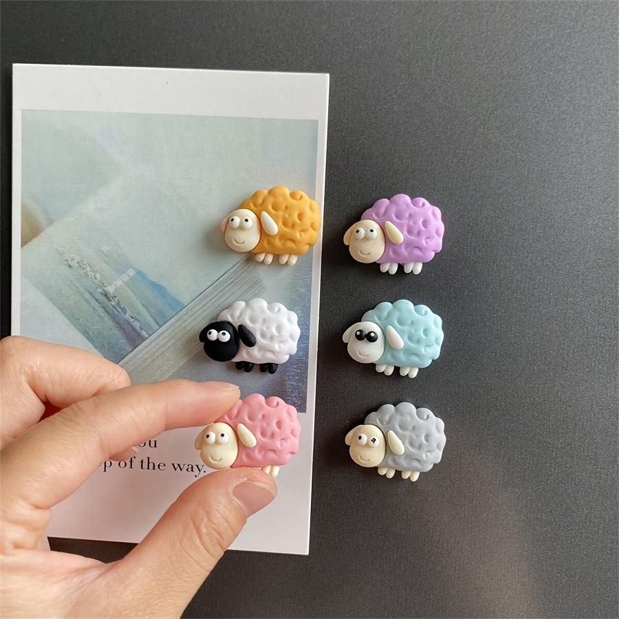 8pcs Cute Sheep Magnet Set - Oval Plastic Fridge Magnets for Home, Office & Whiteboard Decor - Perfect Holiday Gift