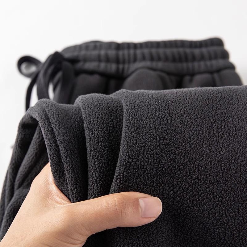 Autumn Winter Women's Thickened Fleece Casual Pants Fleece Lined Cuffed Harem Carrot Pants