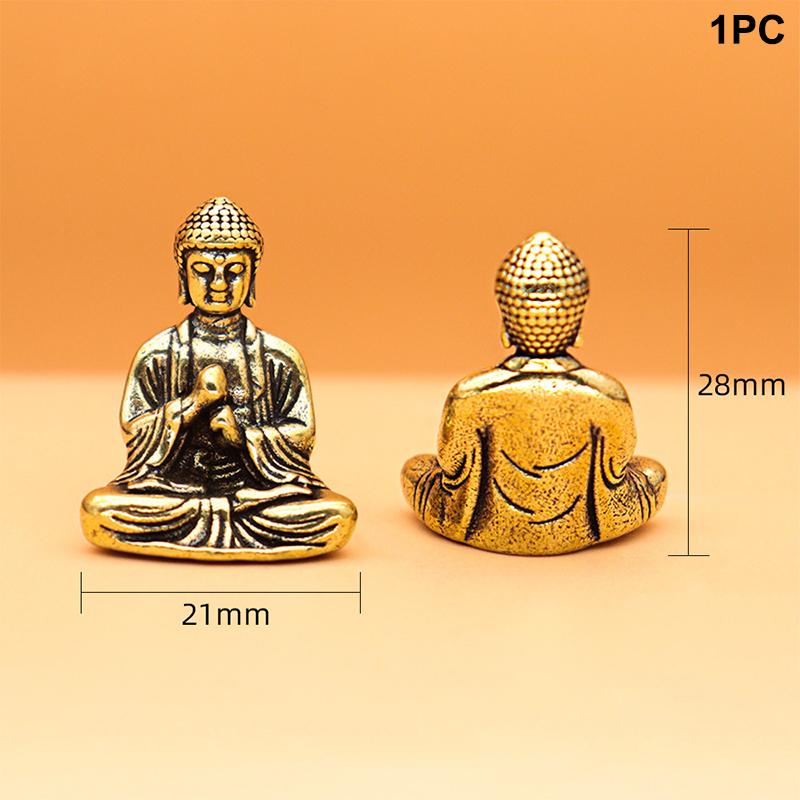 Čistá mosaz miniaturní dekorace Buddhy Šákjamuni domácí dekorace miniaturní figurka
